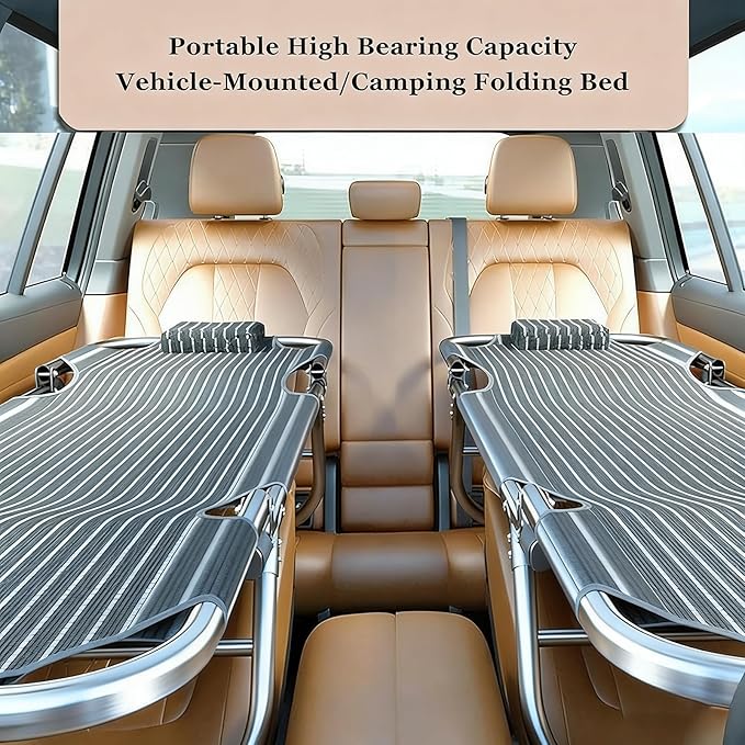 Portable Folding Camping Cot Car Trave Bed Non-Inflatable Portable Universal Sleeping Solution Camp Essentials Bed Office Outdoor Camping Bed Road Trip Camping Bed