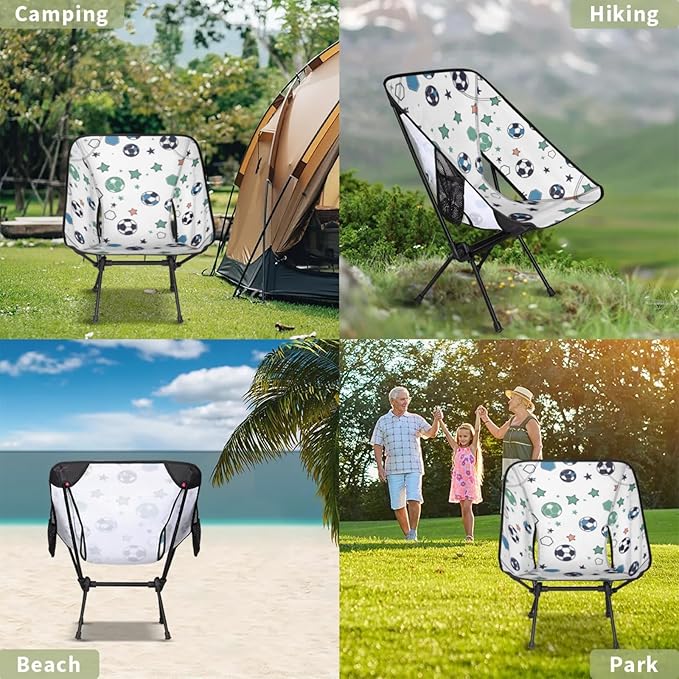 Honeybaby Folding Camping Chair Cartoon Soccer Camping Chairs Lightweight Portable Chair Outdoor Foldable Chairs for Camping Travel Picnic Beach Hiking