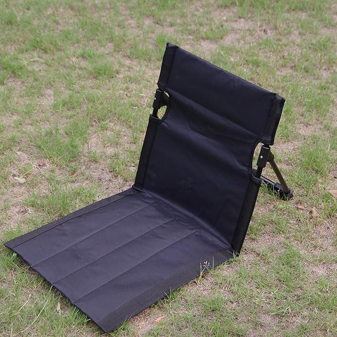 Outdoor Camping BackrestLightweight Foldable ChairPark Leisure backrestBeach Portable Single Lazy ChairAluminum Lazy Comfortable Backrest (Carbon Black)