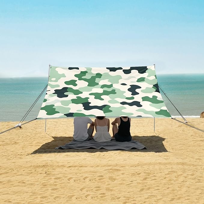 Black Green Teal Graffiti Camping Sun Shelter Beach Tent Portable Beach Sun Shade Outdoor Canopy for Camping Trips Fishing Picnic
