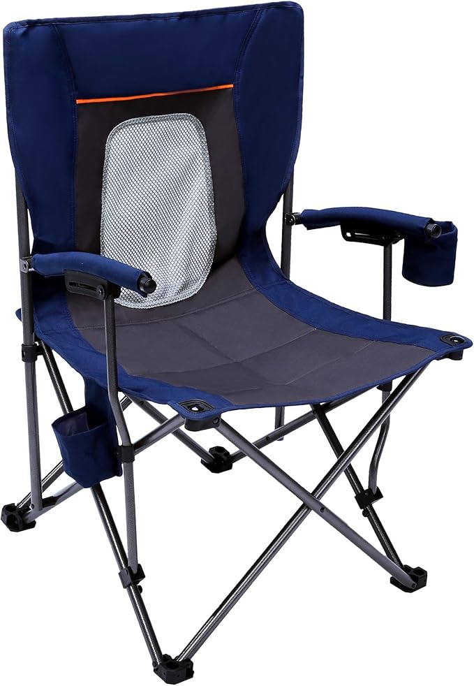 PORTAL Folding Camping Chair Comfortable Portable Lawn Chairs Lightweight Foldable Outdoor Camp Chair for Adults Supports up to 300 lbs Blue