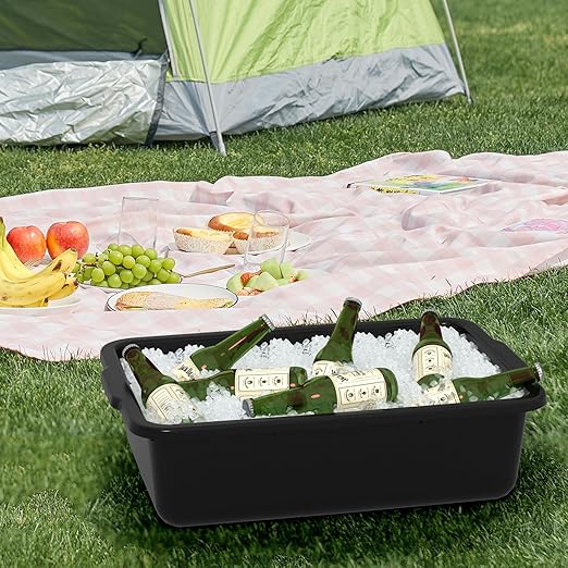 24 L Black Food Service Bus Tub Plastic Commercial Bus Tubs 6 Packs