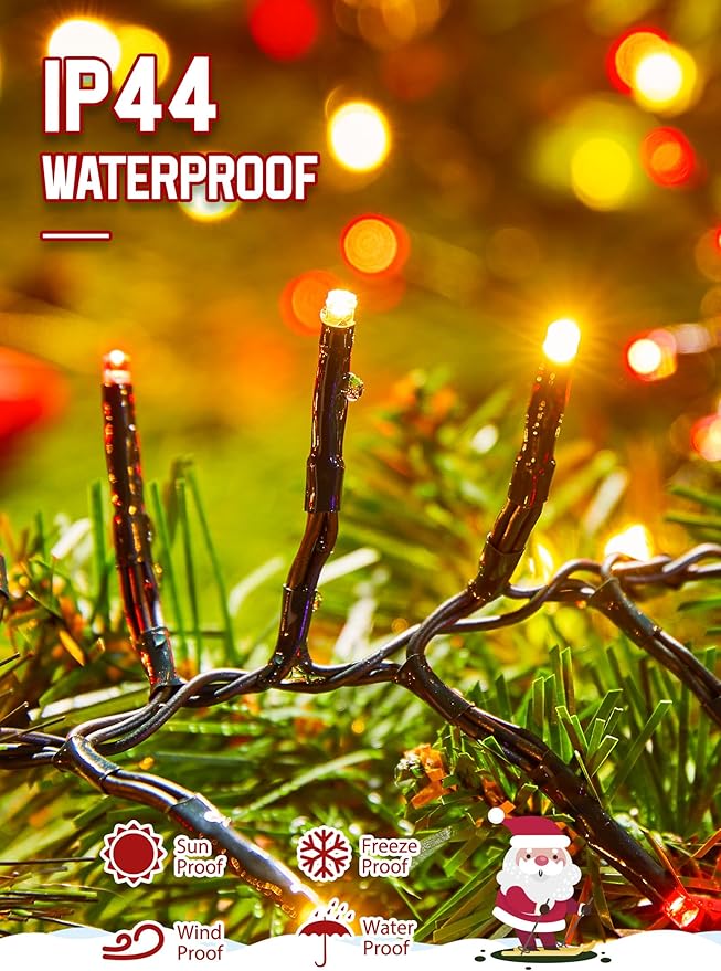 Christmas Cluster Lights Outdoor - 2000LED 100Ft Bright 8 Modes Timer Remote Waterproof Plug-in Fairy String for Tree Garland Window Xmas Decorations Red &amp Warm White