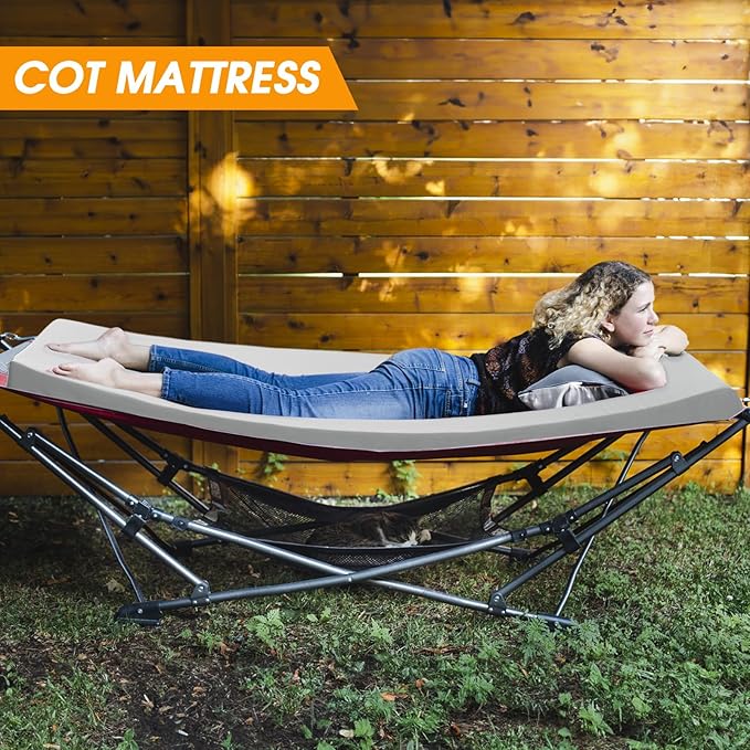 CYMULA Camping Cot Mattress 3in Memory Foam Sleeping PadSoft Warm Non-Slip Camping Mattress Topper with Retaining for AdultsPortable Roll up Pad for Travel