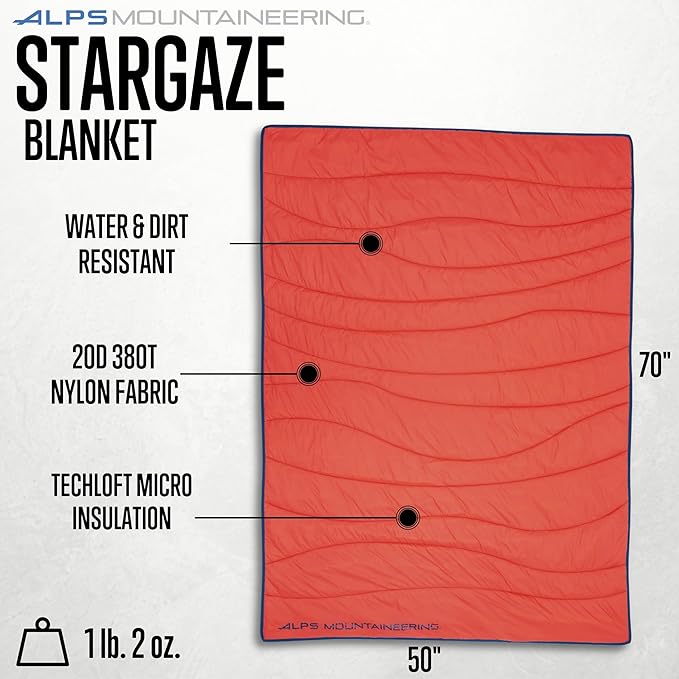 ALPS Mountaineering Stargaze Blanket – Lightweight Insulated Camping Blanket with TechLoft Silver Fill Water-Resistant Nylon Shell &amp Compact Stuff Sack for Travel &amp Outdoor Use