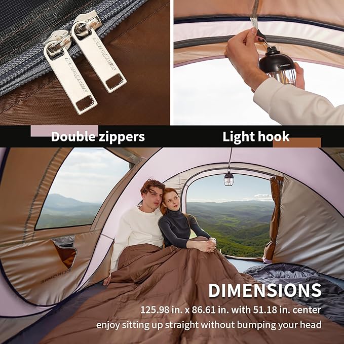 EchoSmile Instant Pop Up Camping Tent 2/4/6 Person Easy Setup Tent Water Resistant Dome Portable with Carry Bag