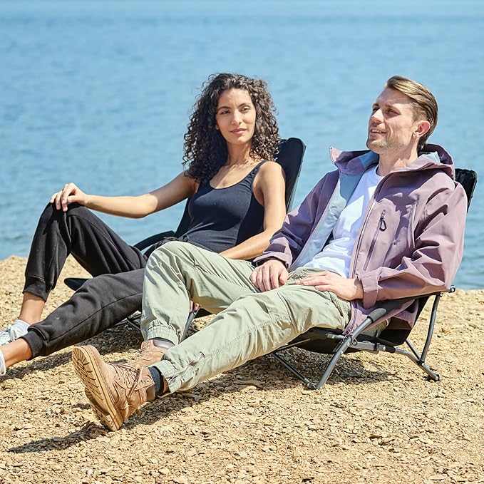 Portal Beach Chairs for Adults Camping Low Lightweight Portable Chair with Cup Holder Mesh Back Carry Bag for Outdoor Sand Lawn Travel Picnic Festival Concert