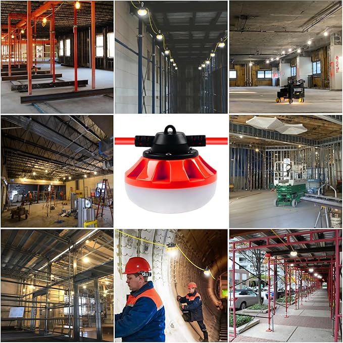 LED Construction Light Christmas String Lights200FT 20000LM Industrial LED Work Lights Super Bright Temporary Lighting for Job  WorkOutdoor Indoor for Holiday Decoration &amp Practical Lightin
