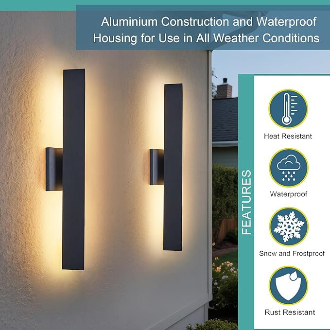 Modern Outdoor Porch Light Patio Lamp in 20W 3000K Integrated LED with Aluminum Triangle &amp Frosted Glass IP65 Waterproof Wall Sconce2 Pack(Textured Black)Can Installed in Any Direction.