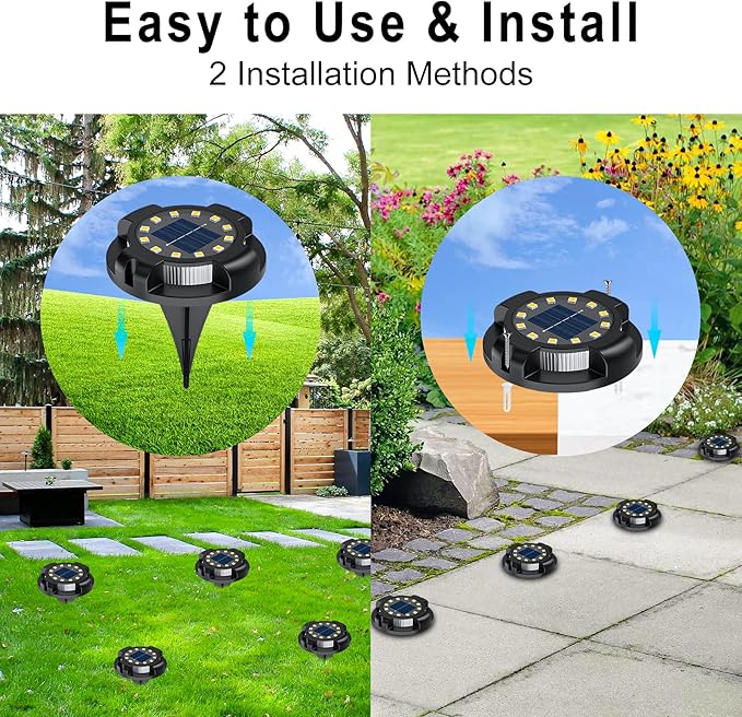 Solar Pathway Lights Outdoor 12 Packs Bright White 16 LEDs Solar Ground Lights Walkway Lights with Side Light Waterproof Solar Deck Light for Yard Walkway Garden Poolside Driveway Decorations