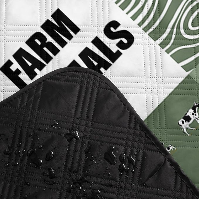 Outdoor Picnic BlanketPortable Sandproof Waterproof Picnic MatFarm Animals Printed Camping Beach Mat for Sand and Wet Grass Hiking (Farm Animals L)