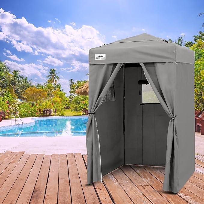 EAGLE PEAK Flex Ultra Compact 4x4 Pop-up Canopy Tent with Vented Top Sun Shelter Fast Set Up Changing Room Portable Privacy Canopy for Camping Photoshoots and More (Gray)