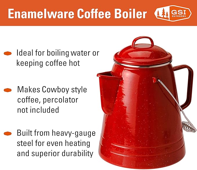 GSI Outdoors 36 Cup Coffee Boiler Design to be Sturdy for The Campsite RV or Farmhouse Kitchen