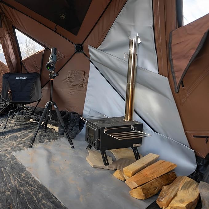 Gazelle Backcountry™ Stove Jack Kit – DIY-Ready Fireproof Window Panel &amp Heat-Resistant Floor Mat for Backcountry Shelters Customizable Chimney Port Includes Carry Bag GBCA02