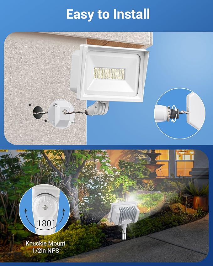 DEWENWILS 2-Pack 65W Flood Lights Outdoor 6670 LM Super Bright Security Light Switch Controlled IP65 Waterproof 5000K LED Flood Light Outdoor for Yard Garage Garden UL Listed