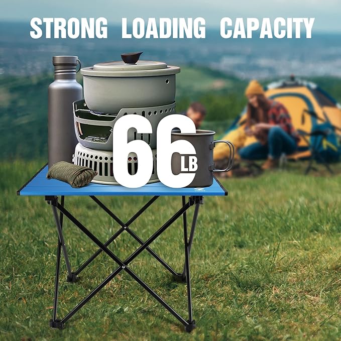 VILLEY Portable Camping Side Table Ultralight Aluminum Folding Beach Table with Carry Bag for Outdoor Cooking Picnic Camp Boat Travel