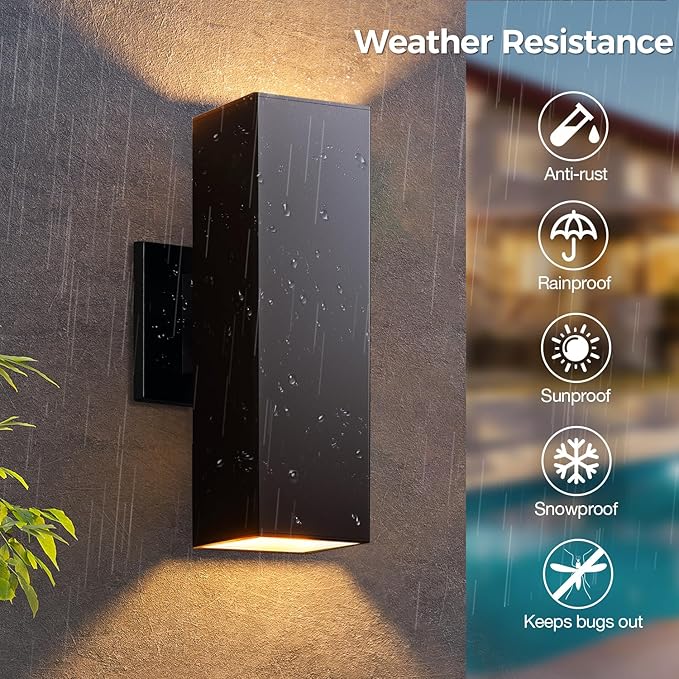 KIZON Outdoor Wall Lights with Dusk to Dawn Sensor 2 Pack Modern Outdoor Sconce Lights with Oil Rubbed Bronze Finish Aluminum Exterior Lighting Fixtures for House Porch ETL Listed