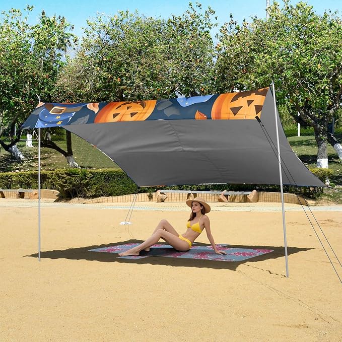 Beach Tent Sun Shelter Halloween Hat Pumpkin Dwarf Lightweight &amp Easy Setup Beach Shade Canopy for Camping Fishing