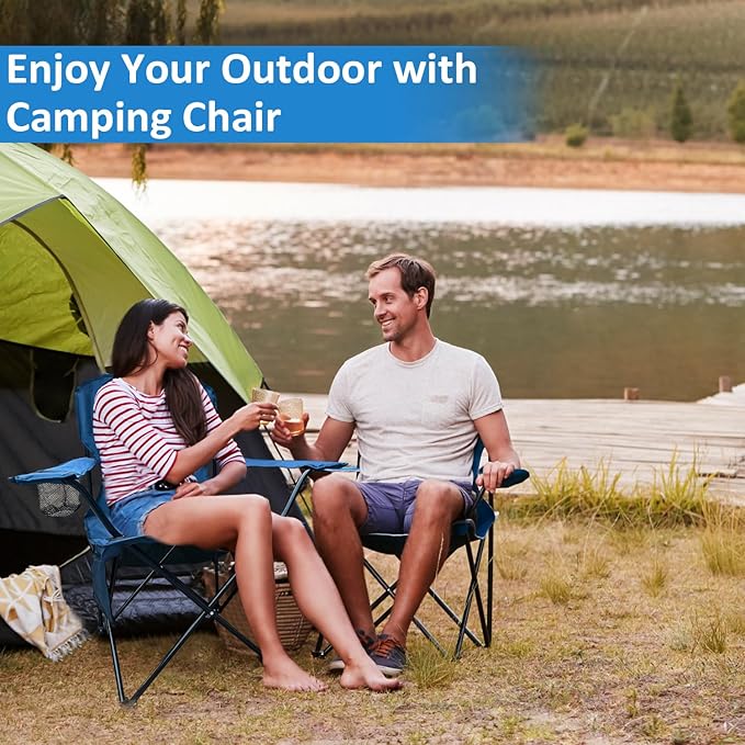Foldable Camping Chair with Cup Holder Storage Pocket 225lbs Capacity Wide Base Feet for Sand/Mud Sweatproof Portable Outdoor Chair for Hiking Beach Sports Cyan