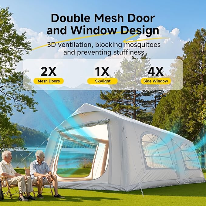 Inflatable Blow Up Tents for CampingWaterproof Oxford Hot Tent with Manual PumpSpacious Easy Setup Inflatable Camping Air Tent for Family Glamping