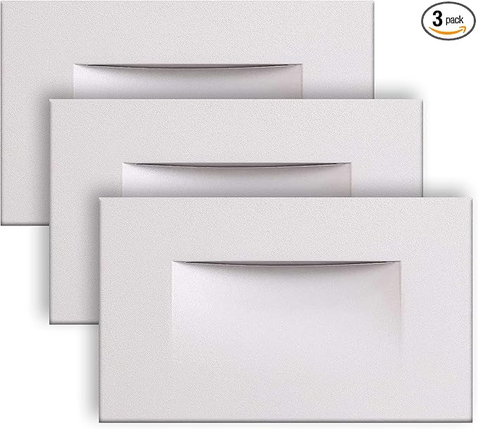 Ciata LED Stair Lights Indoor Step Lights Outdoor Light 3 Watt Warm White Stairway Lighting for Outdoor and Indoor Stairs 3000K Concrete Home Theater Lighting White Finish Horizontal 3 Pack
