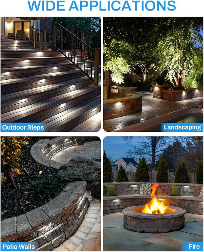 HIBOITEC Retaining Wall Lights Low Voltage Hardscape Lighting 7 Inch LED IP67 Waterproof for Outdoor Patio Pathway Stairs Landscape Steps AC/DC 12-24V 5000K 12 Pack