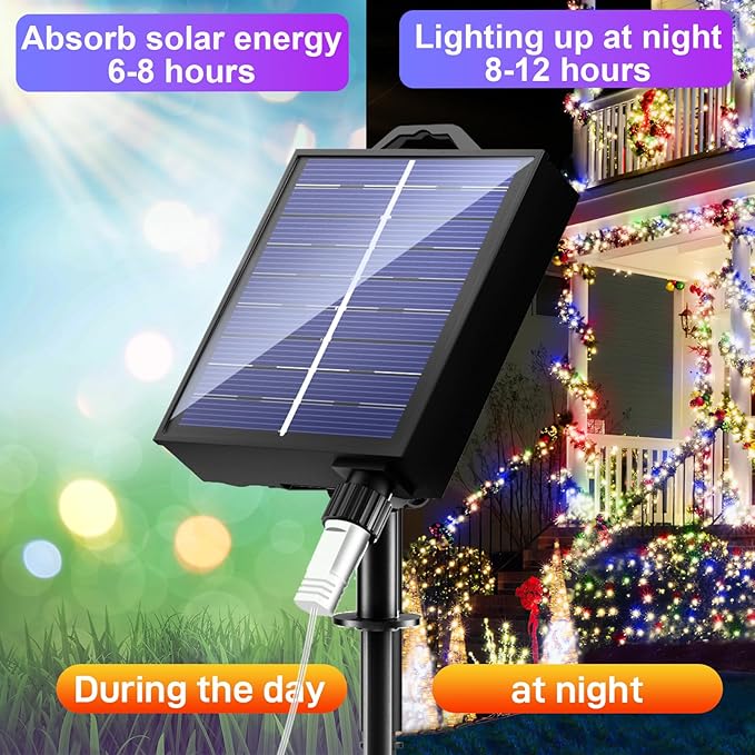 New Upgraded Solar Halloween String Lights Outdoor Waterproof Solar &amp USB Rechargeable 19 Modes 2 Pack Total 144FT 400 LED Orange Halloween Lights for Yard Patio Garden Christmas Decorations Ora
