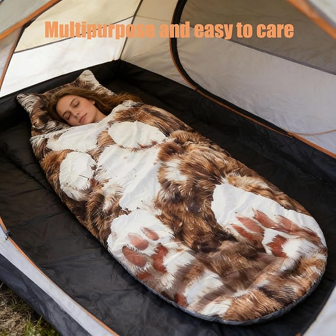 Cats Envelope Sleeping Bag Fluffy Cat Sleeping Bag for Adults Adorable Washable Envelopes Bedding for Camping Lounging