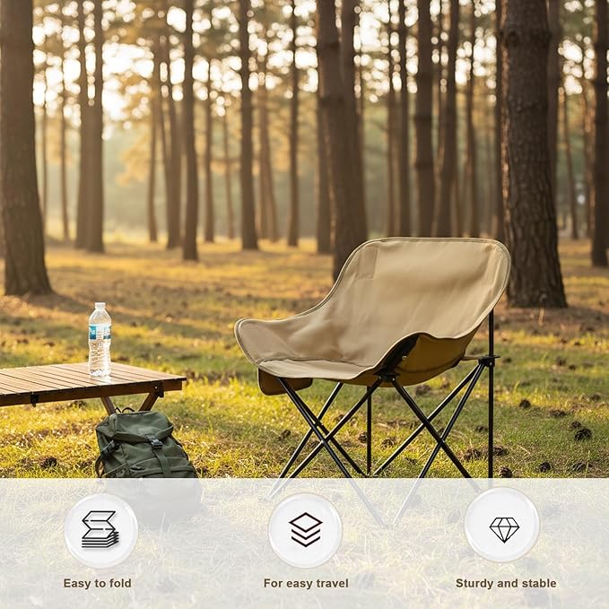 CTESNE【Lightweight &amp Portable】Folding Camping Chair 2.2lbs Outdoor Chair with Side Pocket &amp Storage Bag Folding Chair for Camping Hiking Beach Picnic Indoor Use