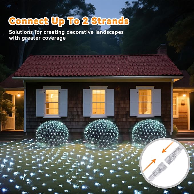 LitHome 21ft x 5ft Christmas Net Lights Outdoor 360 LED Mesh Fairy String Lights with 8 Modes Connectable Plug in Waterproof Mesh Lights for BushesTreesGardenPatioYard Decorations(White)