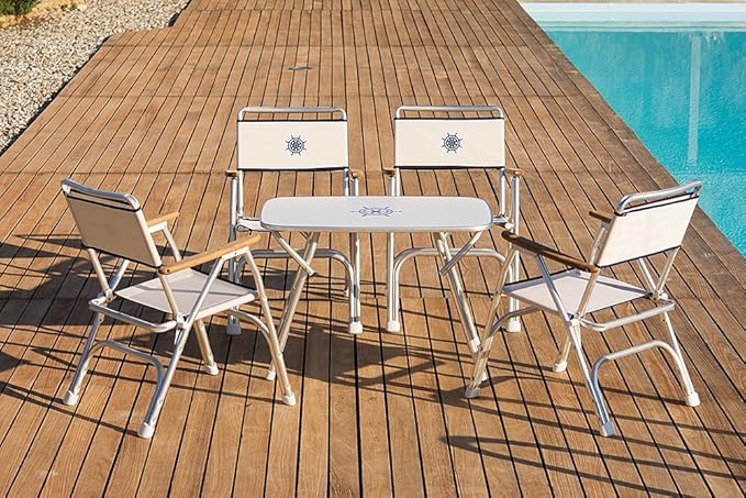 FORMA MARINE Boat Table Folding Rounded 34.65 x 23.6 x 2402 Height Marine Aluminum Yacht Deck Furniture M450