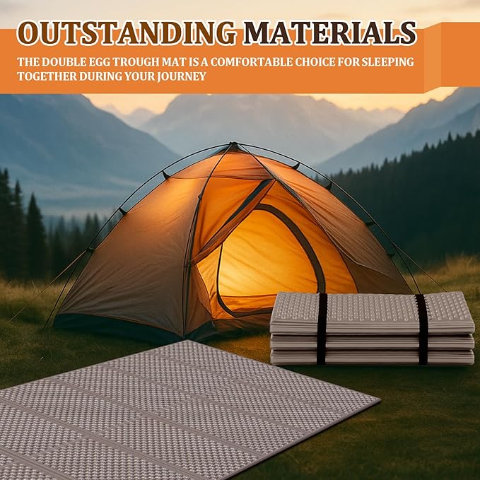 Double Sleeping Pad Closed Cell Foam Pad with Bag for Camping Backpacking Lightweight Mat 72 x 45.67 in Moisture-Proof Mattress Portable for Outdoor Hiking Mountaineering
