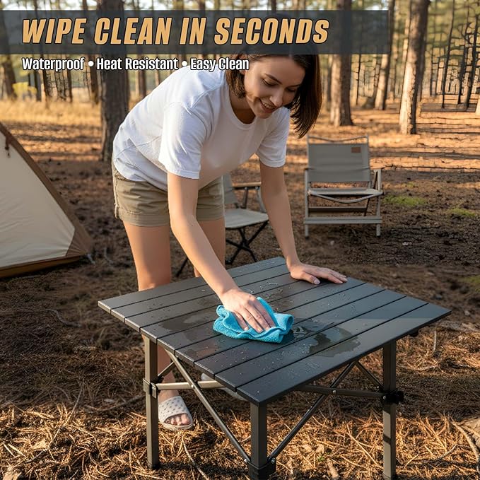 Folding Camping Table Portable Lightweight Beach Tables for Sand Foldable Aluminum Roll-up Folding Square Table for Outdoor Camping Picnic Card Travel