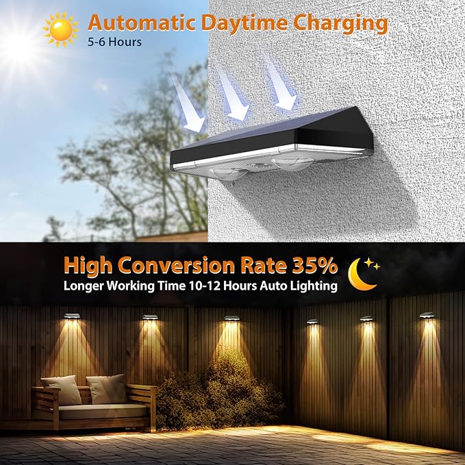 Solar Fence Lights RGB &amp Warm White &amp 6 Colors Bright Lens LED Dusk to Dawn Deck Light Fence Solar Lights Outdoor Waterproof Solar Outdoor Lights for Backyard/Railing/Wall/Step/Patio/Pool (