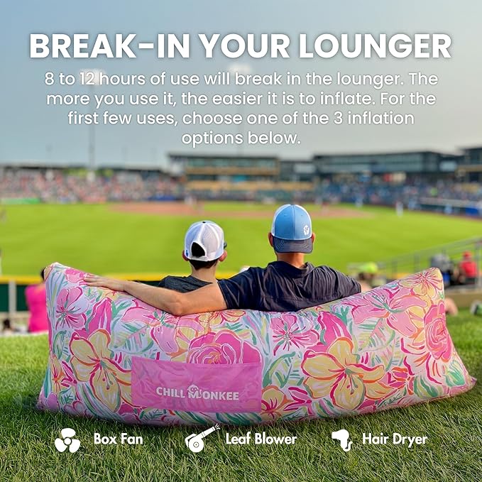 Portable Inflatable Lounger for Beach &amp Camping – Self-Inflating Air Couch Beach Sofa and Outdoor Lounge Chair for Relaxation and Comfort