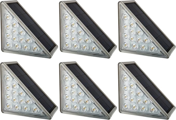 Solar Step Lights for Outside 6-Pack - LED Solar Stair Lights Outdoor Waterproof IP67 Outdoor Lighting for Walkways Deck Front Door Entryway Garden Pathways or Porch by Pure Garden