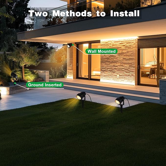 Outdoor Landscape Spotlights 120V LED Spot Light Waterproof for Garden and Yard Up Lighting Warm Light Outdoor Spotlight Accent Lighting Fixture with 5.9 FT Plug Cord 3 Pack