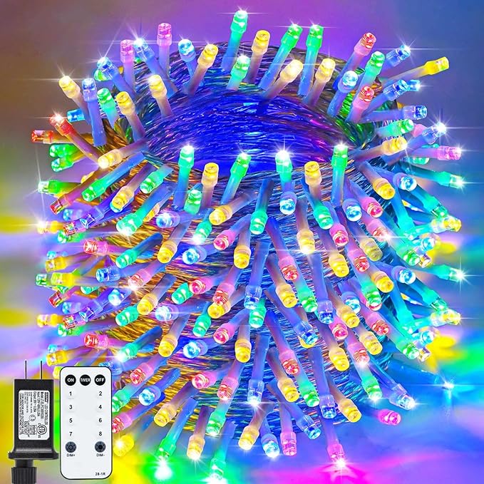 Christmas Lights Outdoor 800LED 330FT Multicolor String Lights 8 Modes Timer Plug in Waterproof Indoor Outdoor Christmas Lights for Christmas Wedding Garden Yard Party Tree Decoration
