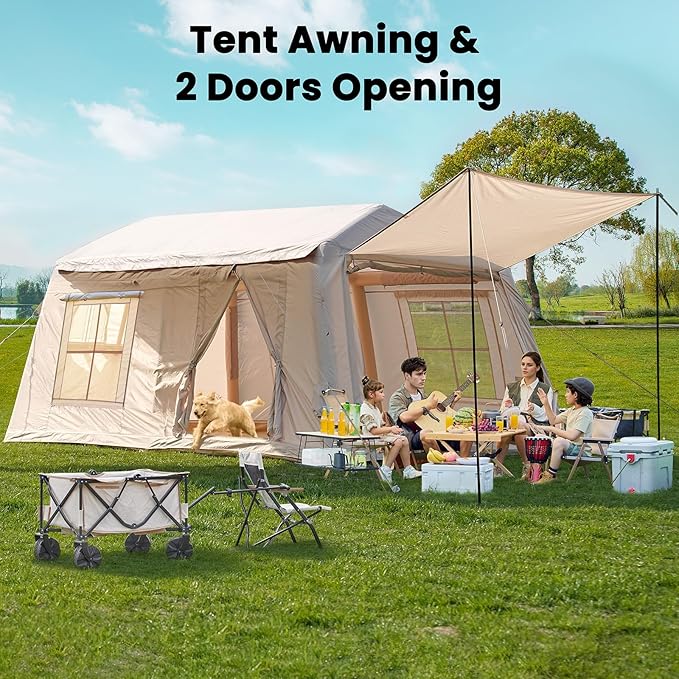 Inflatable Tents for Camping Large Blow Up Tent with Hand Pump Easy Setup InflatableTent 4 Season Tent Waterproof Oxford Air Glamping Tents for Camping Adult 4/6/8/10/12 Person