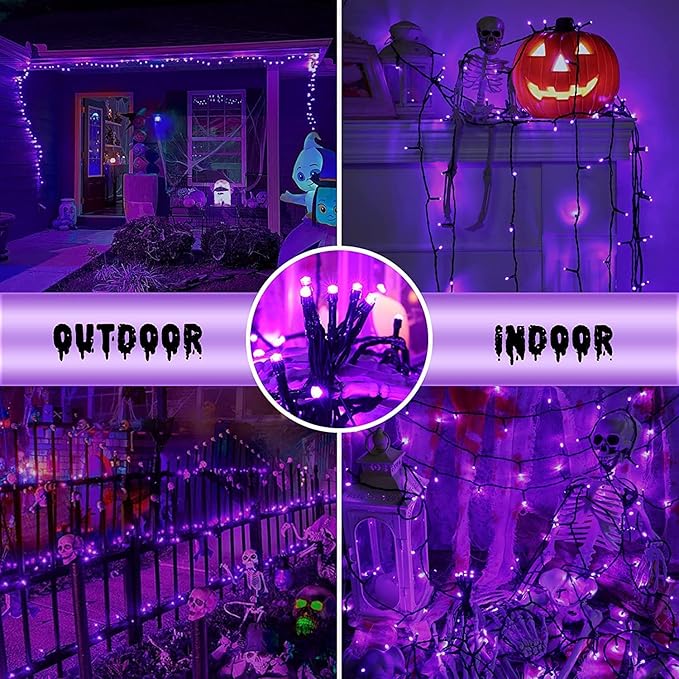kemooie 500 LED Purple Christmas Lights 164 FT 8 Lighting Mode Plug in Waterproof Christmas Lights Outdoor for Birthday Christmas Wedding Party Garden Balcony Decor (Purple)