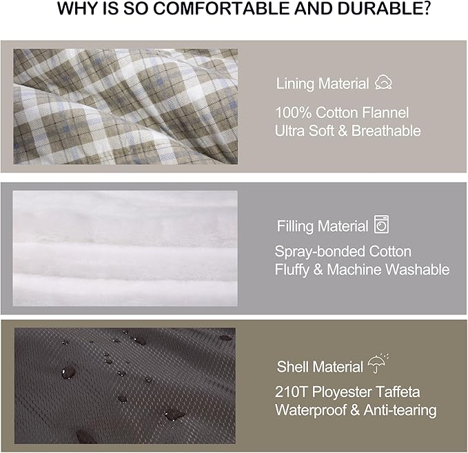 Cold Weather Sleeping Bag 100% Cotton Flannel XXL for Adults Big and TallFree Compression Sack