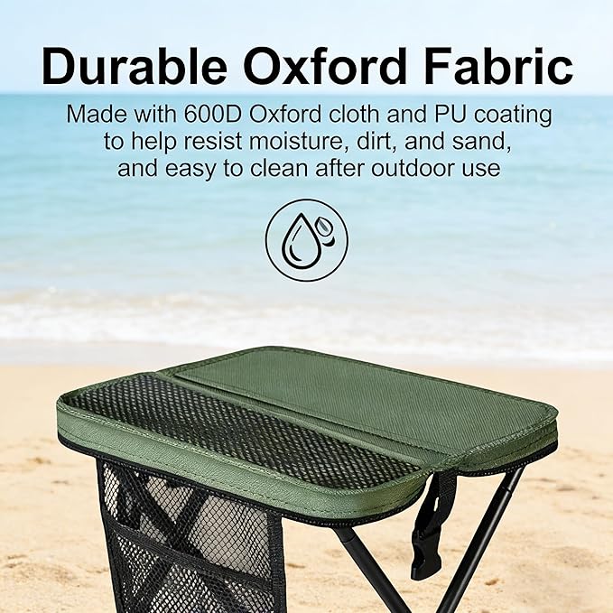 2026 Upgraded Large 12.2in Foldable Backpack Stool 265lbs Ultralight Portable Backpack Chair with Carry Bag Collapsible Stool for Hiking Camping &amp Fishing (Khaki Large)