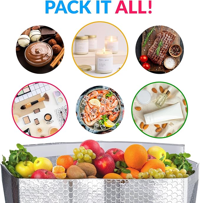ABC PACK &amp SUPPLY 10 Pack Silver Foil Insulated Box Liners 12 x 12 x 12 inches. Shipping Boxes for Frozen Food Odorless Insulated Containers. Leakproof Cold Shipping Boxes for Frozen Fish Meat