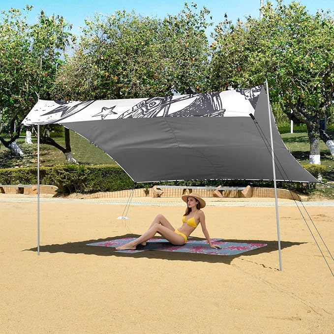 Rugby Pattern (49) Camping Sun Shelter Beach Tent Portable Beach Sun Shade Outdoor Canopy for Camping Trips Fishing Picnic