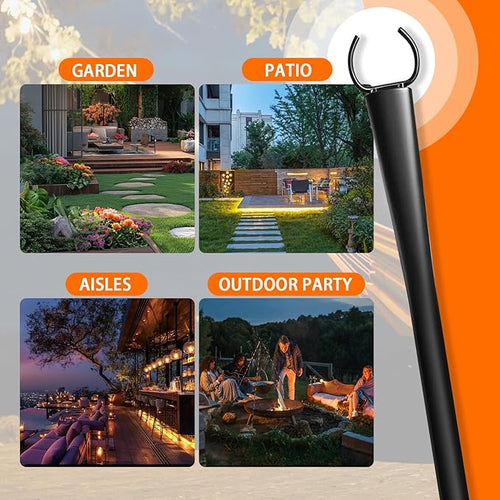 2 Pack 10Ft String Light Poles Metal Poles with Fork for Outside LightsOutdoor Metal Light Stand with Fence Brackets Hanging Lights for Garden Patio Wedding Backyard Deck Party