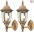 EMART Outdoor Porch Light Brushed Gold Anti-Corrosion Plastic Material Wall Mount Lantern for Backyard Garage Front Porch - 2 Pack
