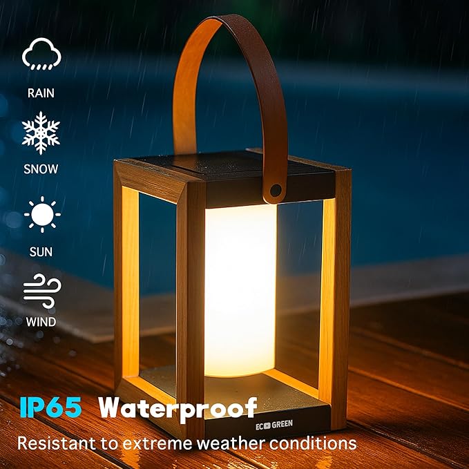 EcoGreen Solar Lantern with Handle – 7.87x12.2 in Waterproof Outdoor Solar Light Warm White 8H Auto-On Portable for Patio Yard Pathway Porch &amp Camping (Single Pack)