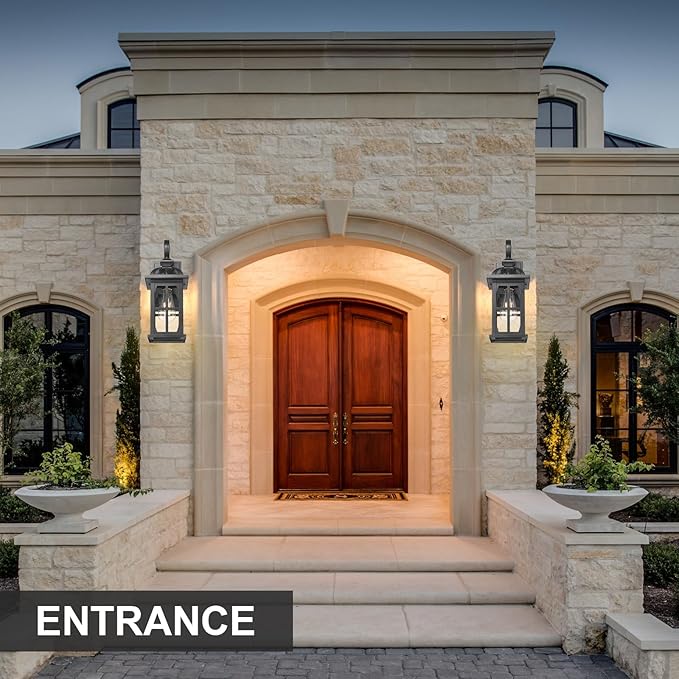 Darkaway Outdoor Wall Lights Exterior Light Fixture with Seeded Glass Aluminum Anti-Rust Exterior Lights Sconces Lighting for House Porch Yard Hallway Doorway Garage