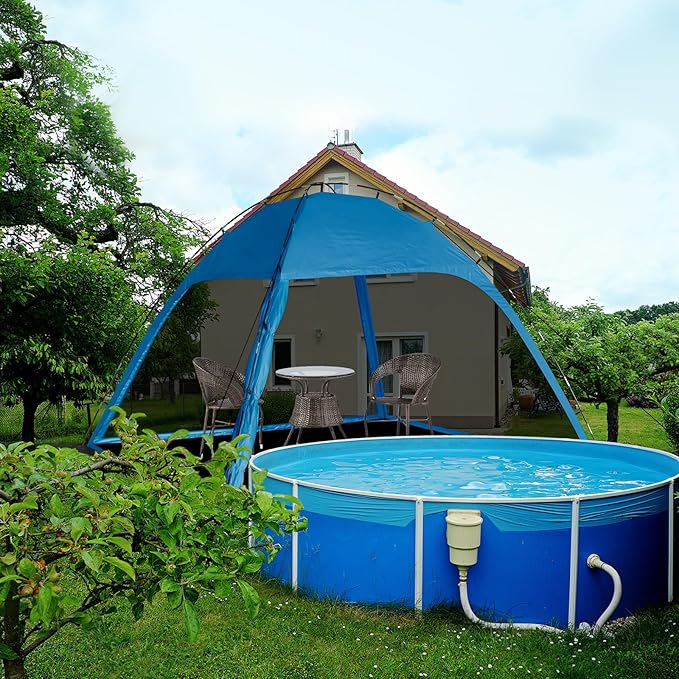 Screen Tent with Removable Floor Siebwin Large 10'x10' Gazebos with Mosquito Netting and Removable Floor Sunproof Outdoor Canopy Tent for Backyard Outside Activities Blue