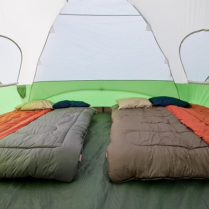 Coleman Evanston Tent with Screen Room 6/8 Person Weatherproof Tent Sets Up in 15 Mins Included Rainfly &amp Carry Bag Made of PFAS-Free Materials